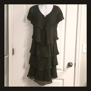 SNLY Black Layered Bling Accented Dress 8 NWT